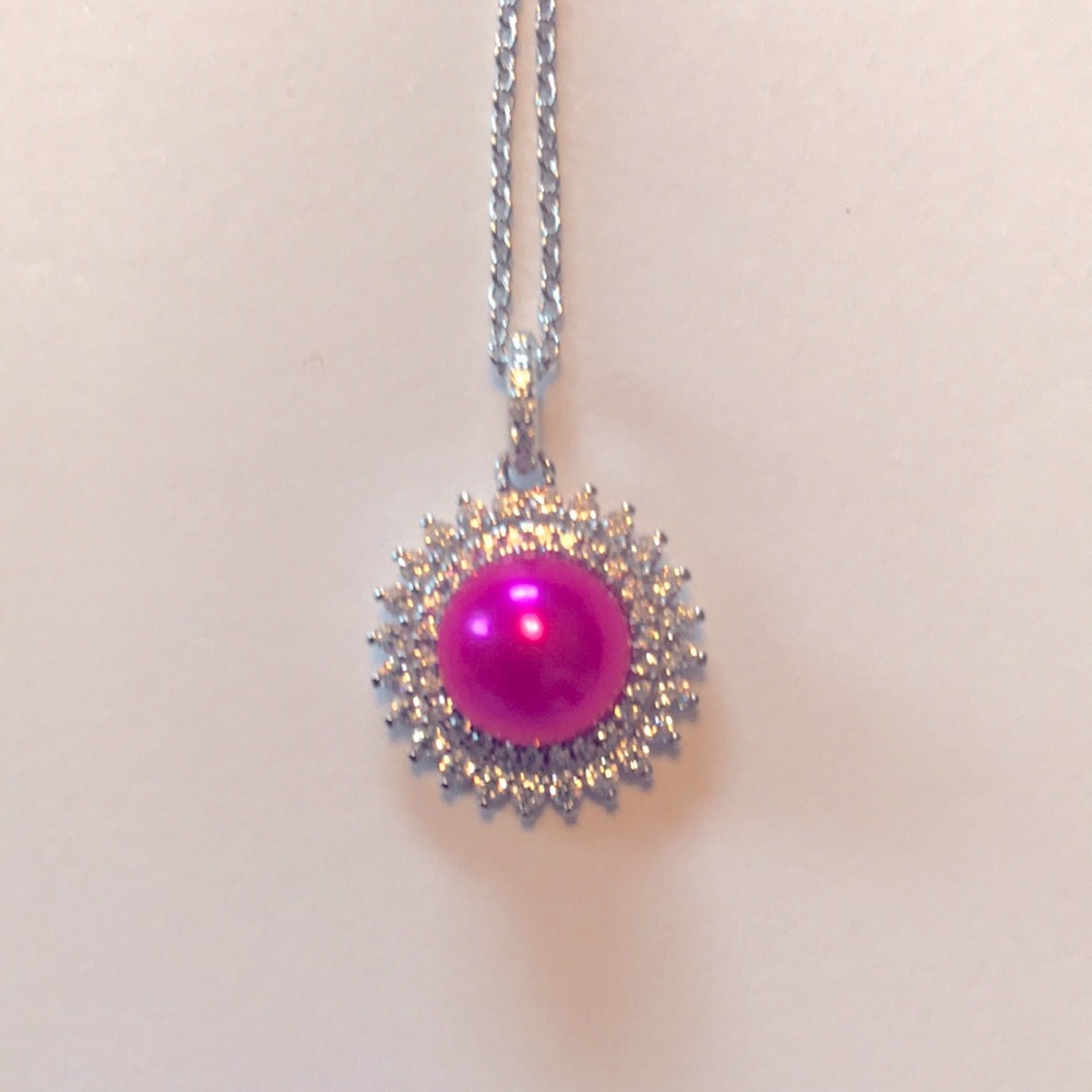 925 Sterling Silver Pink Natural Pearl Necklace